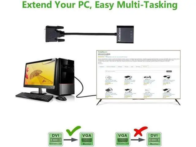 Alt view image 7 of 7 - DVI 24+1 DVI-D M to VGA Male With Micro USB Active Adapter Converter Cable for PC DVD Monitor HDTV