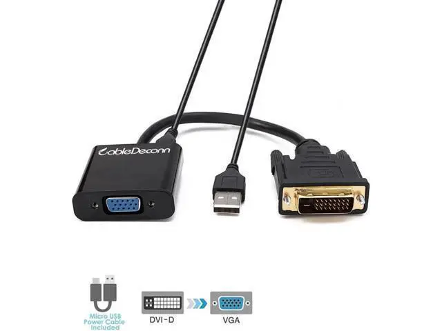 Alt view image 6 of 7 - DVI 24+1 DVI-D M to VGA Male With Micro USB Active Adapter Converter Cable for PC DVD Monitor HDTV