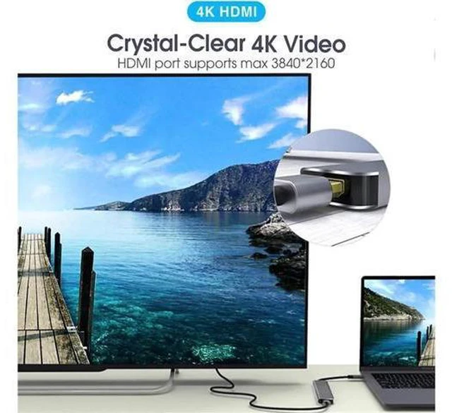 Alt view image 5 of 7 - USB C Hub Type C Multiport Adapter - 6 in 1 Portable Space Aluminum Dongle with 4K HDMI Output, 3 USB 3.0 Ports, SD/TF Card Reader Compatible for MacBook Pro, XPS, Laptop and More
