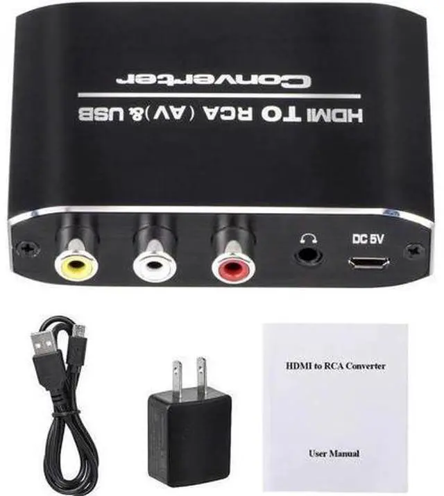Alt view image 2 of 7 - HDMI to AV CVBS Converter 1080P Mini HDMI to RCA Composite Video Audio Converter Adapter Box with 3.5mm Aux Audio Support PAL/NTSC for HDTV PS4