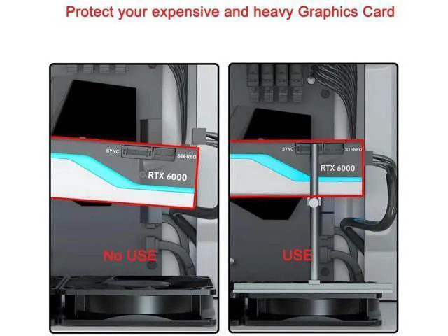 Alt view image 6 of 7 - GPU Support Bracket, Graphics Card Support, GPU Bracket Brace, Video Card Sag Holder Bracket, GPU Stand, Adjustable Anti Sag GPU Stand for Fan Aluminum 129mm