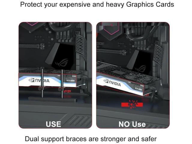 Alt view image 6 of 7 - GPU Support Bracket Dual Brace: Fan mounting Adjustable Aluminum Graphics Card GPU Sag Bracket Video Card Stand Holder Graphics Card Bracket, Support Big GPU - 128mm
