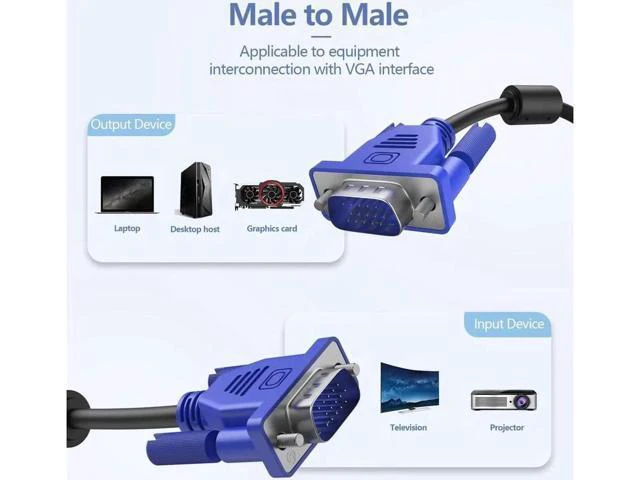 Alt view image 2 of 7 - VGA to VGA Monitor Cable, 15 pin 1080P Full HD Male to Male Cor for Computer PC Laptop to Monitor Screen Projector with VGA Plug Port (33 Feet)