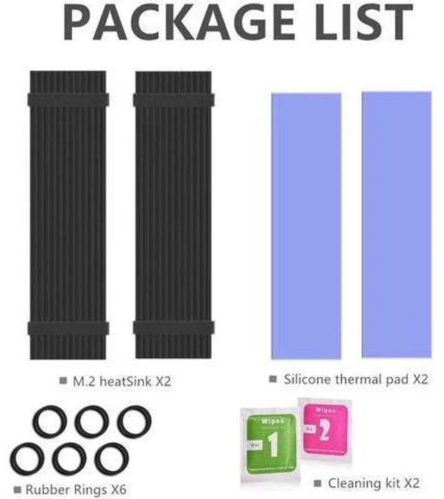 Alt view image 3 of 7 - 2 Pack M.2 NVMe Aluminum Heatsinks Cooler with Nano Silicone Thermal Pad