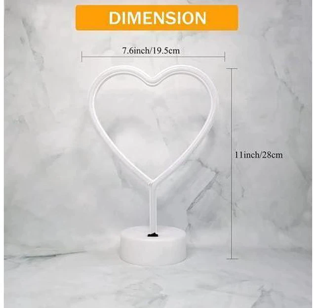 Alt view image 2 of 7 - Neon Heart Light Heart Neon Sign Pink Heart Led Light with Base