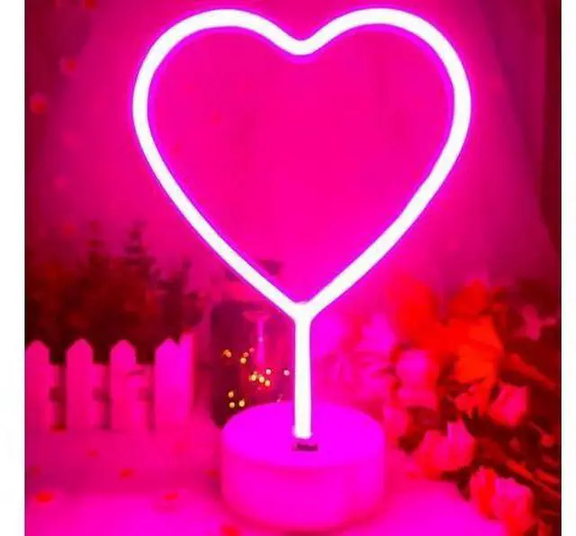Main image of Neon Heart Light Heart Neon Sign Pink Heart Led Light with Base