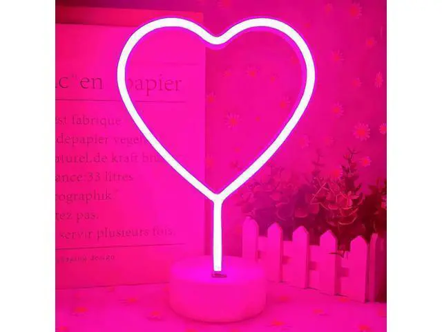 Alt view image 5 of 7 - Neon Heart Light Heart Neon Sign Pink Heart Led Light with Base