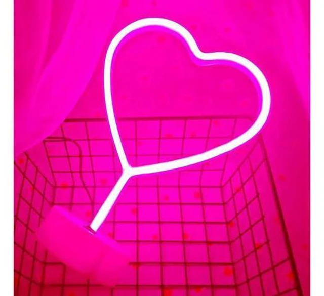 Alt view image 6 of 7 - Neon Heart Light Heart Neon Sign Pink Heart Led Light with Base