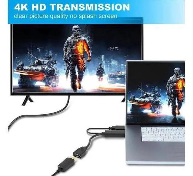 Alt view image 6 of 7 - 4K@60Hz HDMI to DisplayPort (DP) Adapter with USB Power 4K@60Hz Gold Plated HDMI v2.0 to DP 1.4V Adapter (Male to Female), Uni-Directional HDMI to Display Port Adapter (OZHD1)