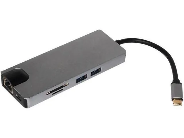 Alt view image 2 of 7 - Updated Version USB C Hub, 8 in 1 USB C Adapter with Ethernet RJ45, 4K USB C to HDMI, VGA, 2*USB3.0, SD/TF Card Reader,PD Charge Port for MacBook/MacBook Pro
