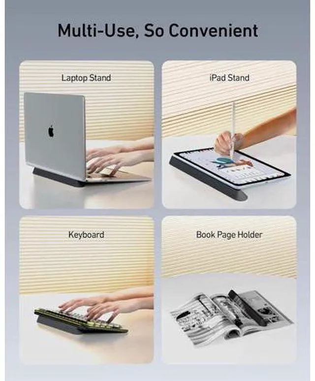 Alt view image 3 of 7 - 3 in 1 Silicone Laptop Stand Keyboard Riser for Ergonomic Typing/Reading Portable Laptop Cooling Stand for Home Office School and Travel Oval Base Midnight