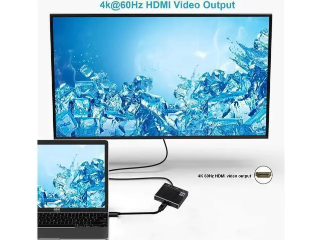 Alt view image 3 of 7 - Type-C to HDMI Docking Station Type-C to HDMI Type-C to 100W PD Charging Fast Charging 4K@60Hz HD Video Screen Projector 3-Port Mini Hub Easy to Carry for Nintendo Switch, MacBook Pro/Air
