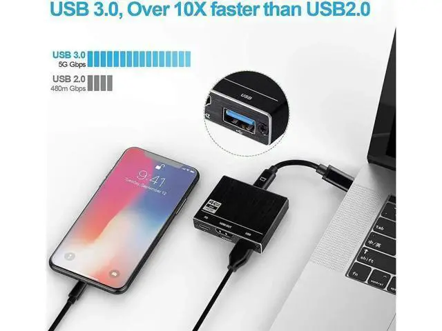 Alt view image 6 of 7 - Type-C to HDMI Docking Station Type-C to HDMI Type-C to 100W PD Charging Fast Charging 4K@60Hz HD Video Screen Projector 3-Port Mini Hub Easy to Carry for Nintendo Switch, MacBook Pro/Air