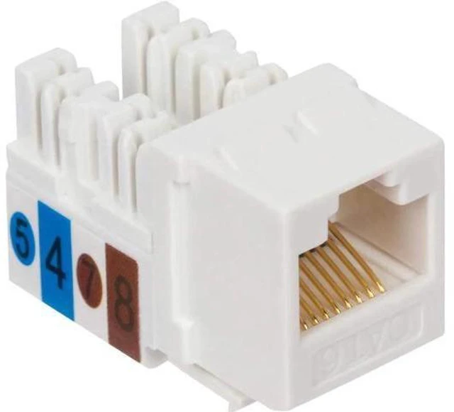 Alt view image 2 of 7 - Cat6 RJ45 90-Degree Keystone Jack, Punch Down Keystone Jack Adapter White (25 Pack)