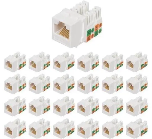 Alt view image 4 of 7 - Cat6 RJ45 90-Degree Keystone Jack, Punch Down Keystone Jack Adapter White (25 Pack)
