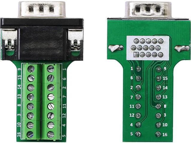 Alt view image 4 of 6 - VGA DB15 Solderless Connector 3+9 D-SUB 15 Pin VGA 3 Row Breakout Board Adaptor with Case+Screwdriver(2-Pack Male)