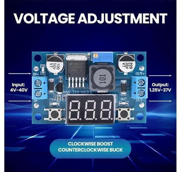 Alt view image 5 of 7 - LM2596 Adjustable DC-DC Step-Down Buck Converter Module with LED Voltmeter Display, Voltage Regulator 4.0-40V Input to 1.25-37V Output Power Supply Module (Pack of 2)