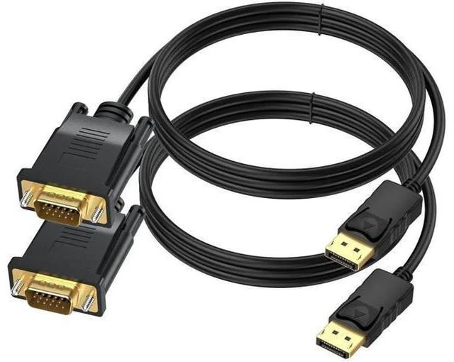 Main image of DisplayPort to VGA Cable 3 Ft, 2-Pack Display Port DP to VGA Adapter Cord Male to Male HD Video 1080P for Computer, Monitor, TV, Projectorr