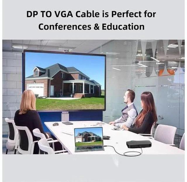 Alt view image 3 of 7 - DisplayPort to VGA Cable 3 Ft, 2-Pack Display Port DP to VGA Adapter Cord Male to Male HD Video 1080P for Computer, Monitor, TV, Projectorr