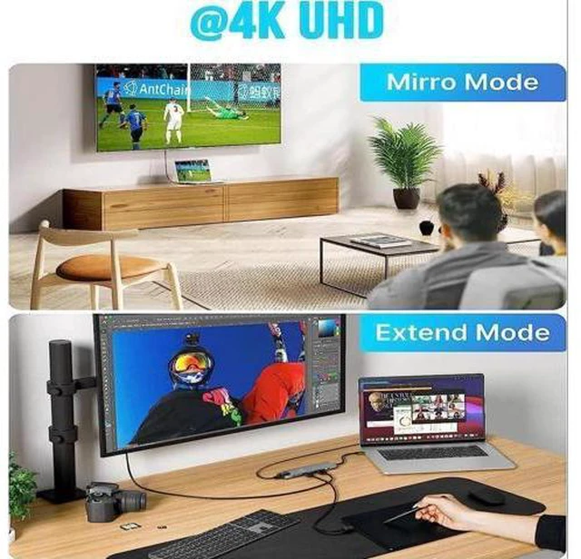 Alt view image 4 of 7 - USB C Hub Docking Station 8 in 1 with USB 3.0&2.0, 4K HDMI, 100W Power Delivery, Ethernet, TF/SD Card Reader Compatible with MacBook/Laptops and More Devices, HDD, Printer, Mouse