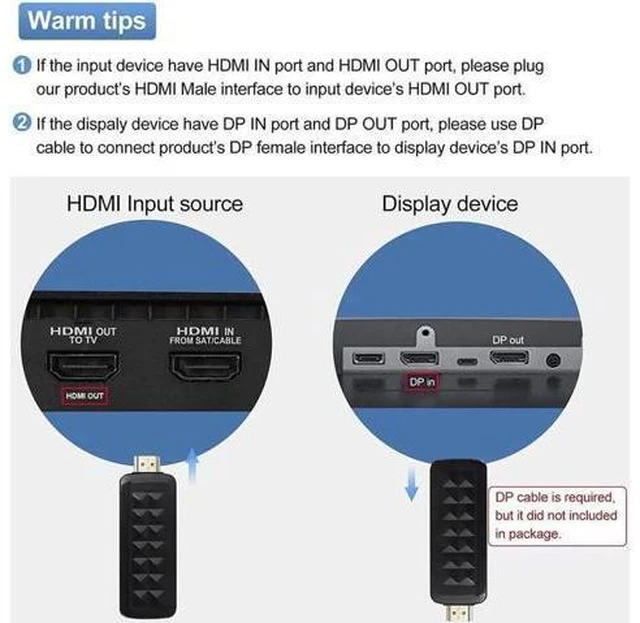 Alt view image 3 of 6 - HDMI to DisplayPort Adapter, 4K@60Hz Gold Plated HDMI to Displayport Adapter/Converter Male to Female Black (4K@60Hz
