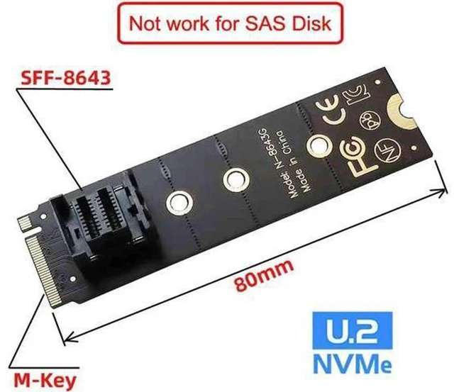 Alt view image 3 of 3 - 22x80mm U.2 Kit SFF-8639 NVME PCIe4.0 SSD Adapter for Mainboard SSD 750 p3600 p3700 M.2 SFF-8643 Mini SAS HD