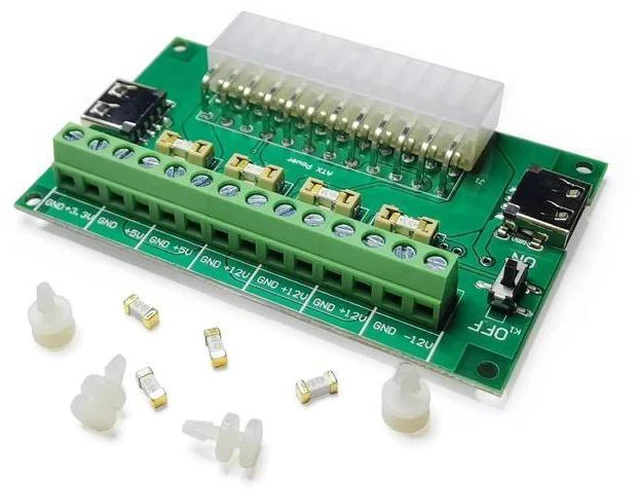 Main image of PSU Breakout Board ATX Power Supply DC 12V 5V 3.3V Splitter Module Desktop Adapter to USB A Hub Connector Computer Power Source Multi Port Output DIY Parent Child Electronic Kit with High Current Fuse