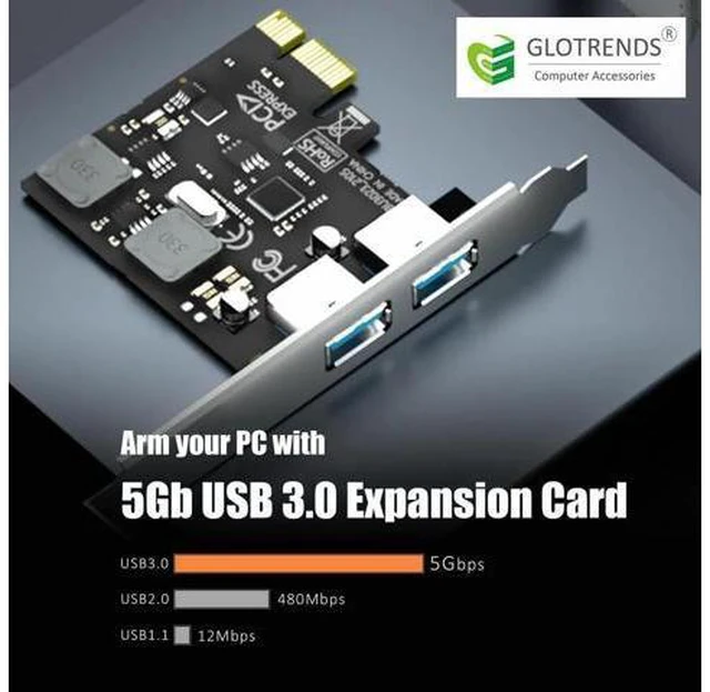 Alt view image 6 of 7 - U3023 2-Port USB 3.0 Type-A 5Gb PCIe Expansion Card for Intel, AMD, and ARM Platform, Compatible with Windows and Linux (Not Support Mac OS)