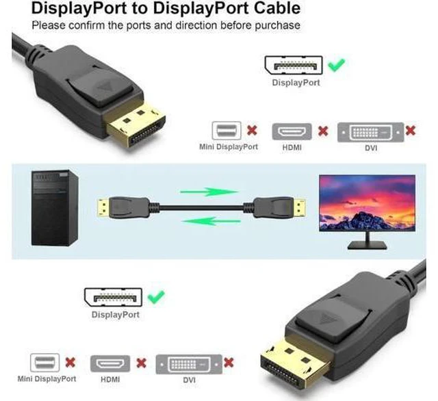 Alt view image 5 of 5 - DisplayPort to DP 4K 60Hz 15Feet Cable, DisplayPort to Display Port Male to Male Cable Gold-Plated Cord 15 ft.
