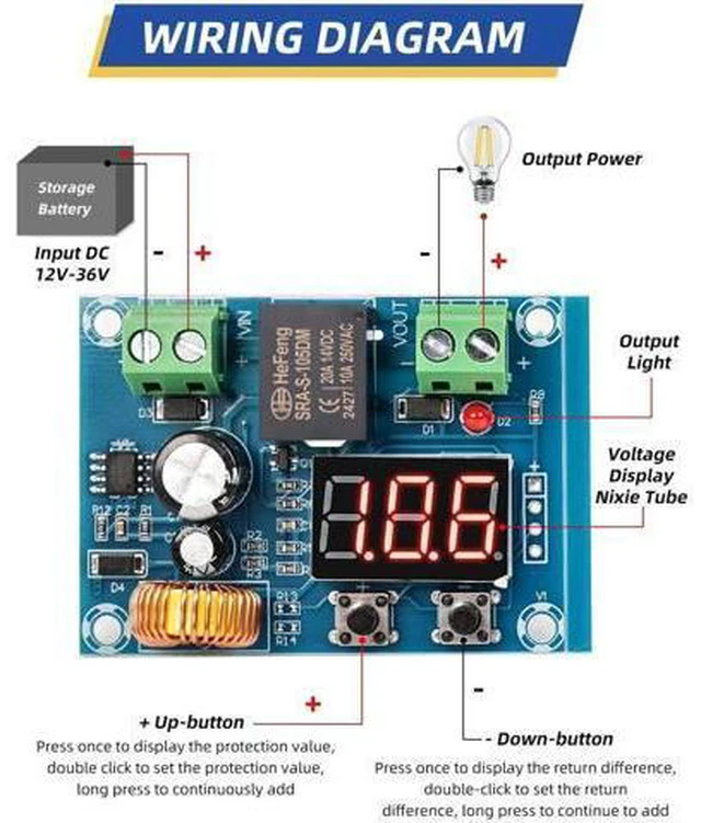 Alt view image 6 of 7 - 12V-36V DC Voltage Protection Module Digital Low Voltage Protector Disconnect Switch Cut Off Over Discharge Protection Module Pack of 2