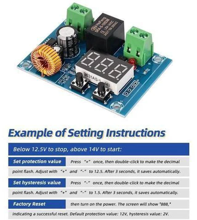 Alt view image 7 of 7 - 12V-36V DC Voltage Protection Module Digital Low Voltage Protector Disconnect Switch Cut Off Over Discharge Protection Module Pack of 2
