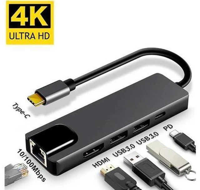 Main image of 5 In 1 4k Uhd Type C Hub Usb3.0 HDMI-Compatible Vga Pd Adapter Docking Station For Pc Concentrador de acoplamiento 5 en 1