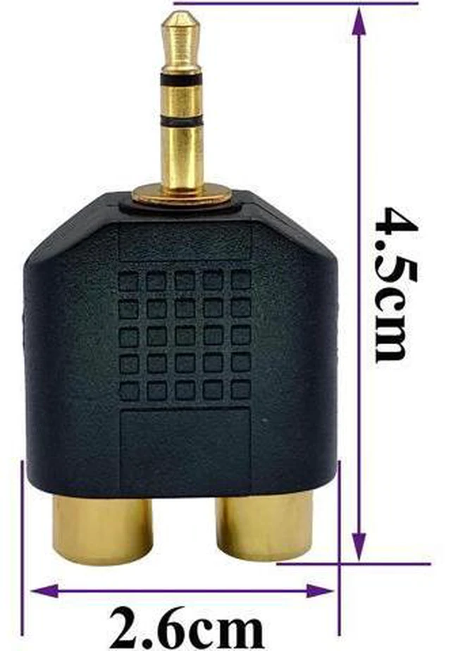 Alt view image 3 of 7 - 3.5mm to RCA Splitter Adapter Gold Plated 3 Poles 3.5mm (1/8 inch) Stereo Audio Male to 2 RCA Female AUX Audio Y Splitter Adapter Converter (5Pack)
