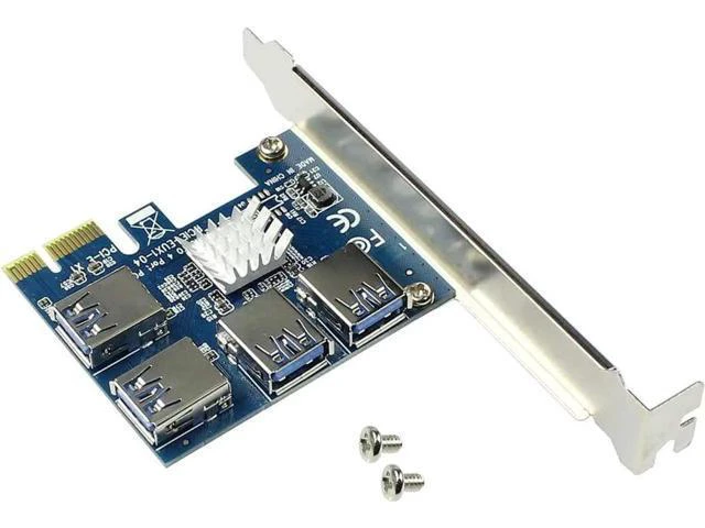 Alt view image 2 of 7 - BGNing 1 to 4 PCI Express 16X Slots Riser Card PCI-E 1X to External 4 PCI-E Slot Adapter PCIe Multiplier Card USB 3.0 Mining Special Riser Card for Bitcoin Miner