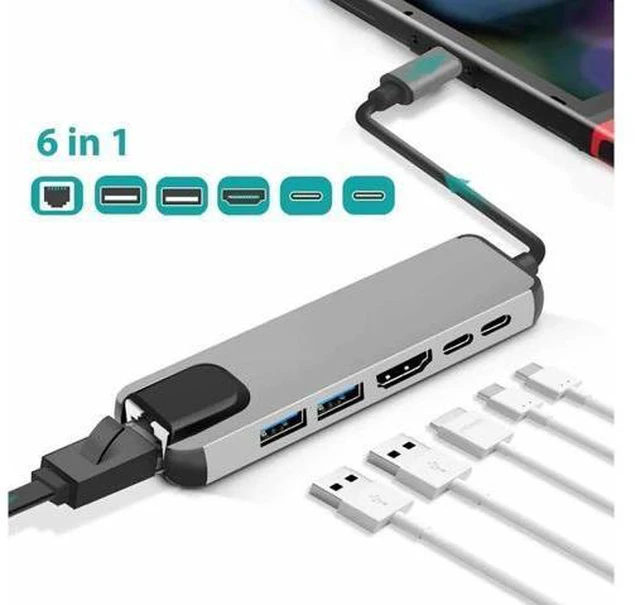 Main image of USB Type C Hub Adapter Dock with 4K HDMI PD RJ45 Ethernet Lan Charge for MacBook