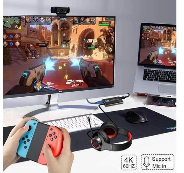 Alt view image 3 of 7 - 4K USB 3.0 Video Capture Card USB3.0 TO HDMI 1080P 60fps Video Grabber Record HDMI 4K Loopout for PS4 TV Camera Recording Live Streaming