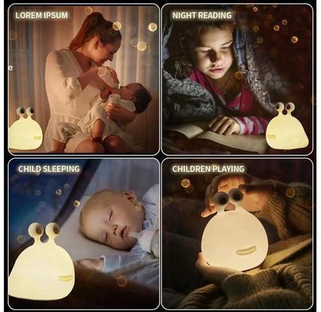 Alt view image 3 of 5 - Slug Night Light, Silicone Night Light, Cute Animal Lamp for Baby with Touch