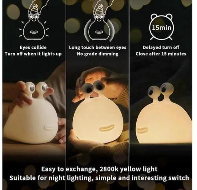 Alt view image 5 of 5 - Slug Night Light, Silicone Night Light, Cute Animal Lamp for Baby with Touch