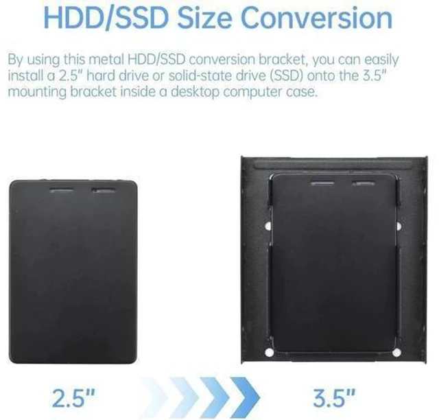 Alt view image 4 of 7 - 2 Pack Double-Deck SSD Mounting Bracket SSD Adapter 2.5" to 3.5" Hard Drive with SATA Cable and Power Splitter Cable Metal SSD HDD Holder Compatible with 2.5 to 3.5 Drive Bay