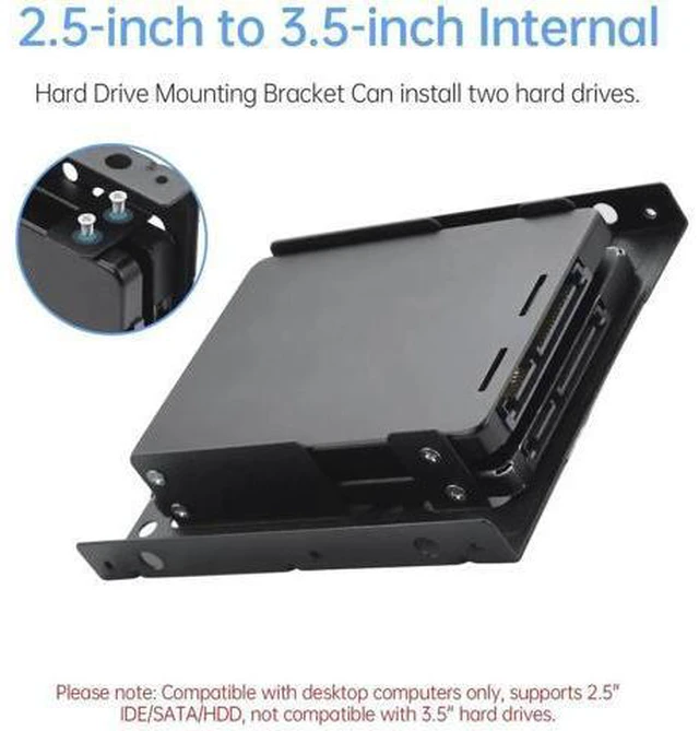 Alt view image 5 of 7 - 2 Pack Double-Deck SSD Mounting Bracket SSD Adapter 2.5" to 3.5" Hard Drive with SATA Cable and Power Splitter Cable Metal SSD HDD Holder Compatible with 2.5 to 3.5 Drive Bay