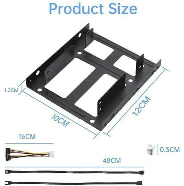 Alt view image 7 of 7 - 2 Pack Double-Deck SSD Mounting Bracket SSD Adapter 2.5" to 3.5" Hard Drive with SATA Cable and Power Splitter Cable Metal SSD HDD Holder Compatible with 2.5 to 3.5 Drive Bay