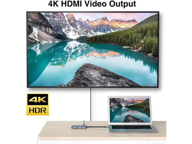 Alt view image 2 of 3 - USB C Multiport Adapter with 1000Mrj45 Gigabit Ethernet Port 4K HDMI Output 2 USB3.0 Ports USB C PD Charging Port Hub 5 in 1 Type C Network Adapter for MacBook Pro TypeC Windows Laptops