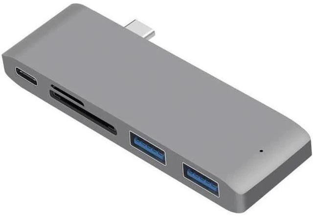 Alt view image 4 of 7 - USB C Hub,5 in 1 Type-C Adapter, USB-C Power Delivery, 2 X USB3.0 Port, SD/Micro SD Card Reader for MacBook,MacBook Pro,Phone,Laptops Other USB Type-C Devices (Gray)
