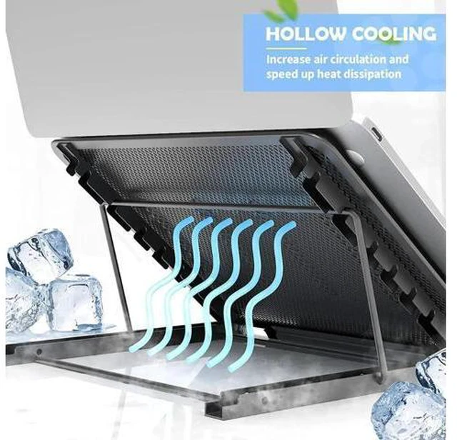 Alt view image 3 of 7 - Laptop Stand for Desk Foldable Portable Ventilated Desktop Laptop Holder Universal Lightweight Adjustable Ergonomic Tray Cooling (Black)