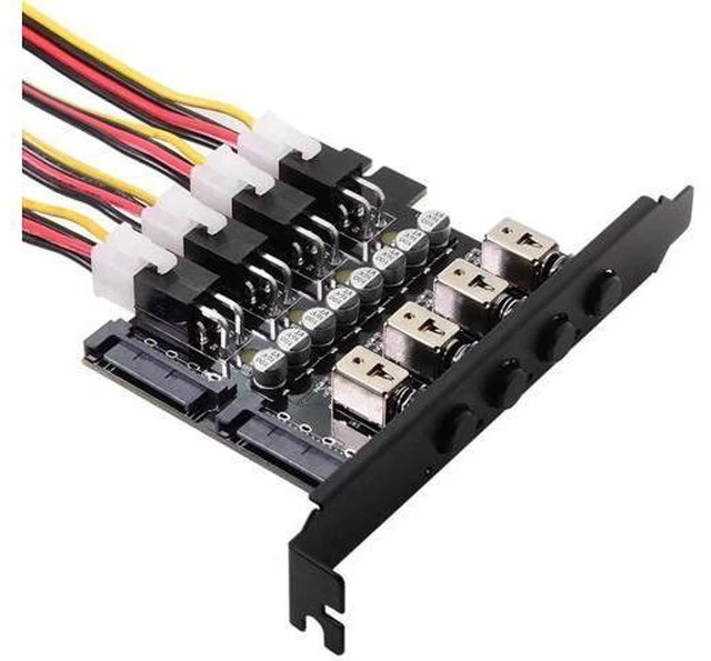 Alt view image 3 of 7 - 4 SATA Hard Disk Control System Intelligent Control Management System HDD SSD Power Switch with PCI Bracket