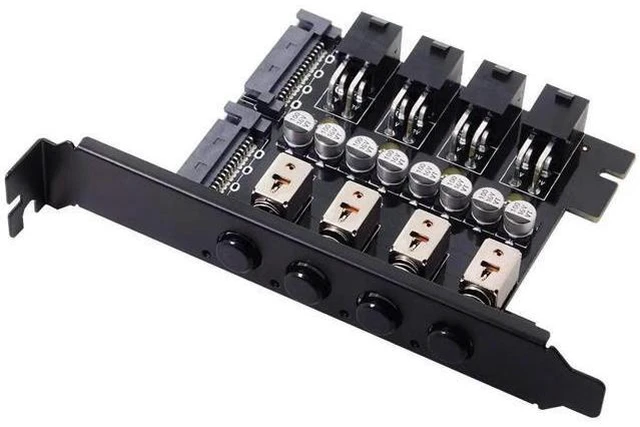 Alt view image 4 of 7 - 4 SATA Hard Disk Control System Intelligent Control Management System HDD SSD Power Switch with PCI Bracket