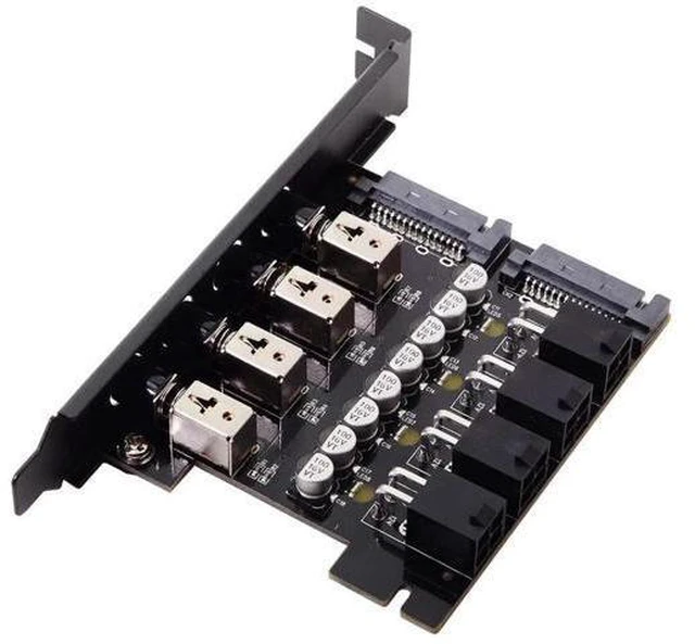 Alt view image 7 of 7 - 4 SATA Hard Disk Control System Intelligent Control Management System HDD SSD Power Switch with PCI Bracket