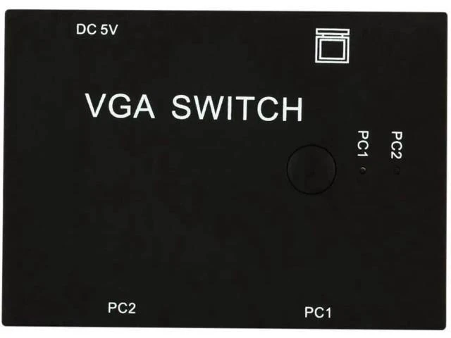 Alt view image 3 of 7 - 2 Port VGA SVGA Monitor Sharing Switch Box 2-in 1-Out for LCD PC TV Monitor