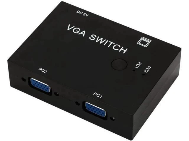 Alt view image 7 of 7 - 2 Port VGA SVGA Monitor Sharing Switch Box 2-in 1-Out for LCD PC TV Monitor