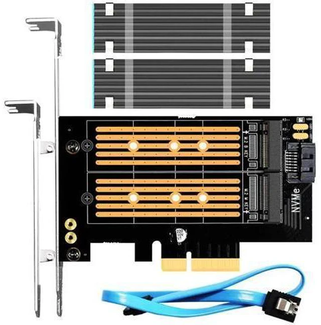 Main image of PA12-HS Dual M.2 SSD PCIe X4 Adapter with Heatsink for One M.2 NVMe SSD and One M.2 SATA SSD, Support PCIe 4.0 SSD and OS Boot from M.2 NVMe SSD